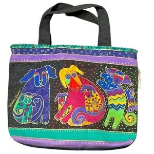 Laurel Burch Vibrant Dog Design Tote Bag